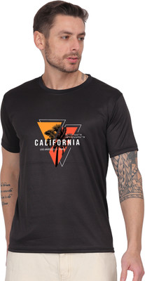 AltaModa Graphic Print Men Round Neck Black T-Shirt