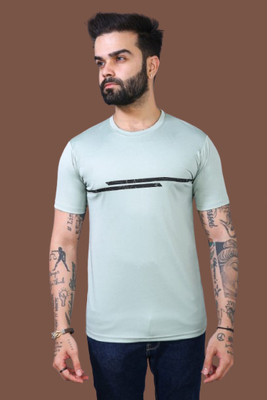 TELOXY Solid Men Round Neck Light Blue T-Shirt