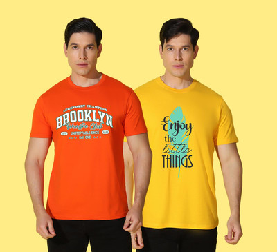 WOOSTRO Printed Men Round Neck Multicolor T-Shirt