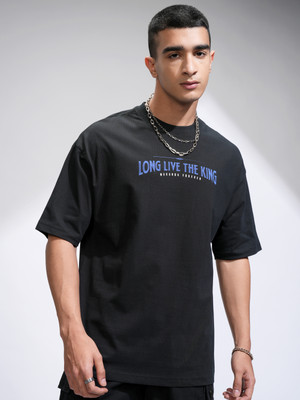 HIGHLANDER Printed Men Round Neck Black T-Shirt
