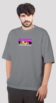 FLYIND VOGUE OUTFIT Printed Men Round Neck Grey T-Shirt