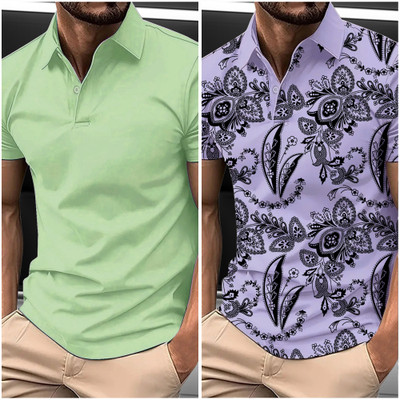 Merriment Printed Men Polo Neck Purple T-Shirt