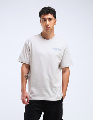 FLYING MACHINE Typography Men Crew Neck Grey T-Shirt