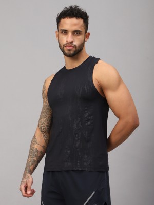 VECTOR X Solid Men Round Neck Black T-Shirt