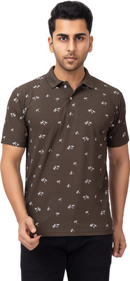 EMERALD APPAREL TRADING Printed Men Polo Neck Light Green T-Shirt