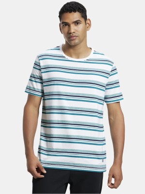 JOCKEY Striped Men Round Neck Blue T-Shirt