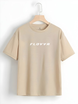 FLOVVA Solid Men Round Neck Beige T-Shirt