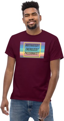 Musing Printed, Typography Men Round Neck Maroon T-Shirt