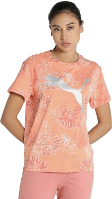 PUMA Printed Women Round Neck Orange T-Shirt