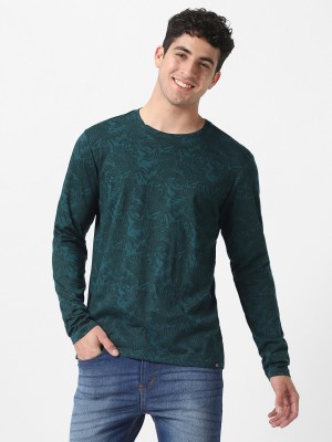 Urbano Fashion Printed Men Round Neck Dark Green T-Shirt