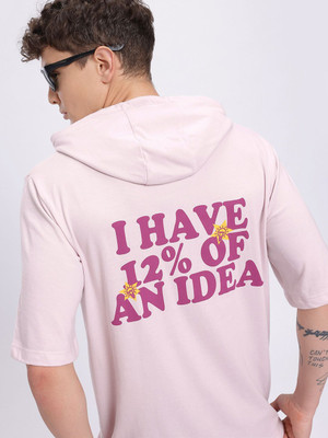 Glitchez Printed Men Hooded Neck Purple T-Shirt