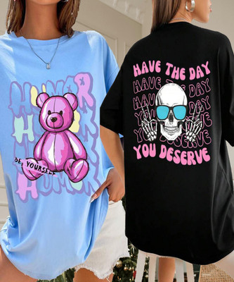 HELL BOUND Printed Women Round Neck Multicolor T-Shirt
