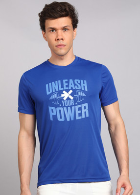 HRX by Hrithik Roshan Printed Men Round Neck Blue T-Shirt