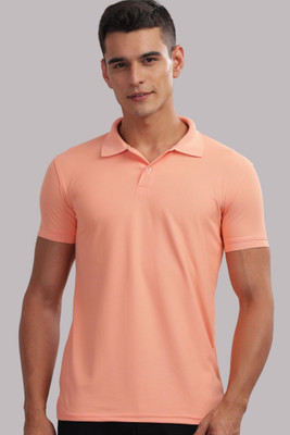 SPRADEX Solid Men Polo Neck Orange T-Shirt