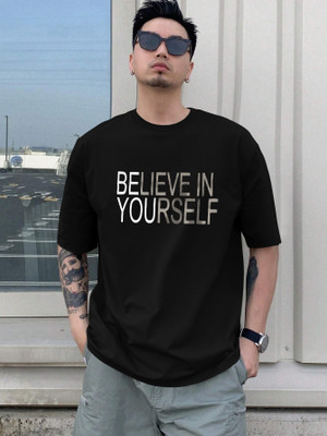 parthcreation Printed Men Round Neck Black T-Shirt