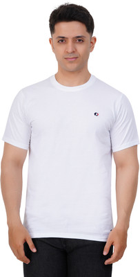 Occult Solid Men Round Neck White T-Shirt