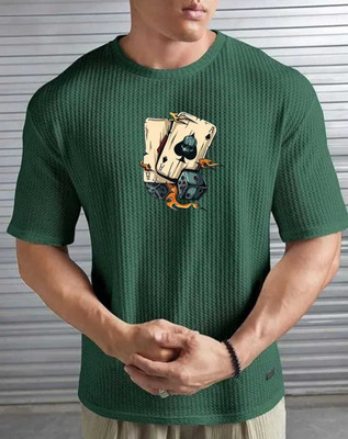 BOOM BAAM Solid Men Round Neck Green T-Shirt