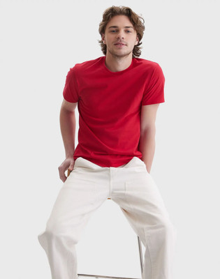 HouseOfCommon Solid Men Round Neck Red T-Shirt