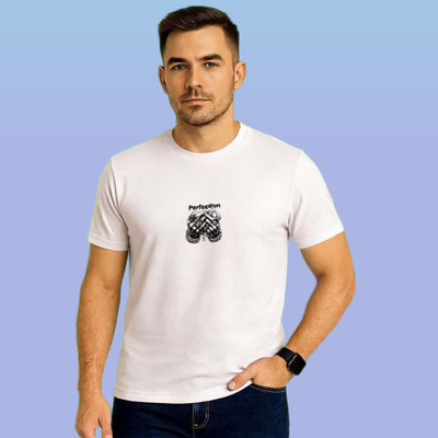 Atraye Graphic Print Men Round Neck White T-Shirt