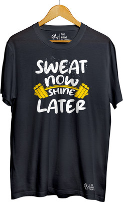 THE PRINT PLATTER Typography Men Round Neck Black T-Shirt