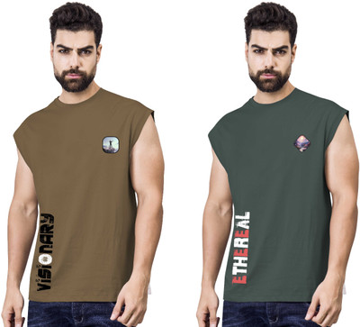 I&D Graphic Print Men Round Neck Multicolor T-Shirt