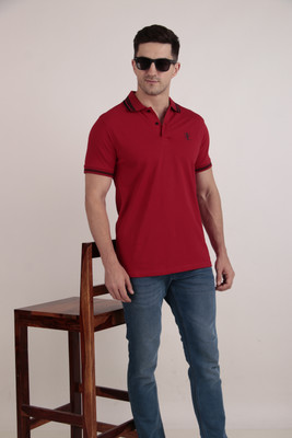 ELAROO CLOTHING Solid Men Polo Neck Red T-Shirt