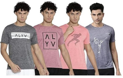 alyv Sporty Men Round Neck Multicolor T-Shirt
