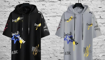 cnw Graphic Print Men Hooded Neck Multicolor T-Shirt