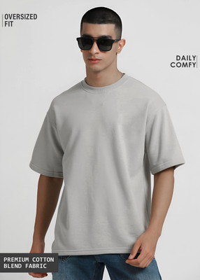 Jack Paris Solid Men Round Neck Grey T-Shirt
