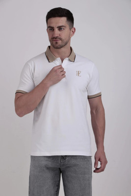 ELAROO CLOTHING Solid Men Polo Neck White T-Shirt