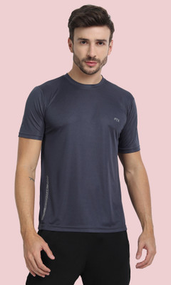 FTX Solid Men Round Neck Grey T-Shirt