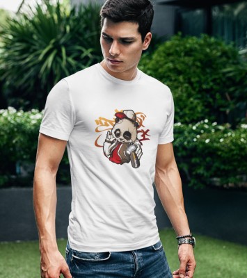 Calm Down Printed Men Round Neck White T-Shirt