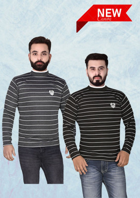 Tiki Tees Striped Men Round Neck Multicolor T-Shirt