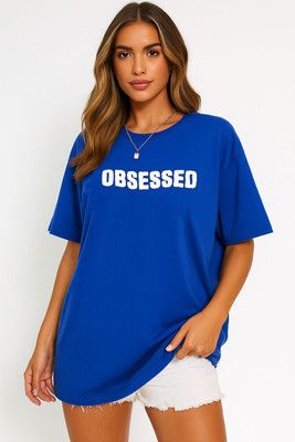 Kings London Printed Women Round Neck Blue T-Shirt