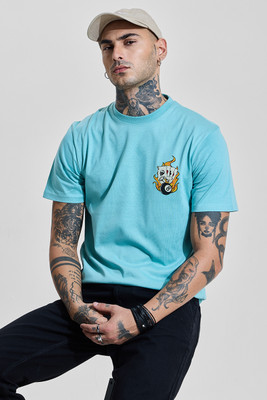 Snitch Graphic Print Men Round Neck Dark Blue T-Shirt