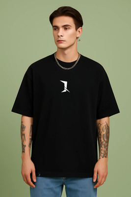 DESIREBEL Printed Men Round Neck Black T-Shirt