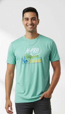 Honeycloth Graphic Print Men Round Neck Light Green T-Shirt