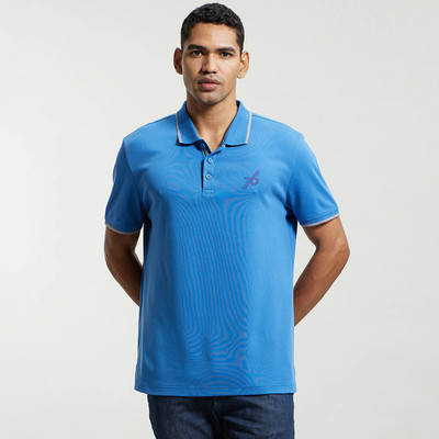 JOCKEY Solid Men Polo Neck Blue T-Shirt