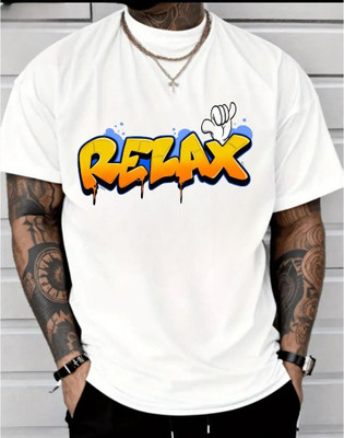 BLOSSOMTRADER Printed Men Round Neck Blue T-Shirt
