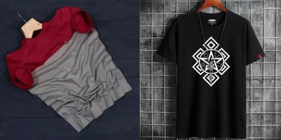 ATTITUDE START OF FASHION Printed Men Round Neck Multicolor T-Shirt