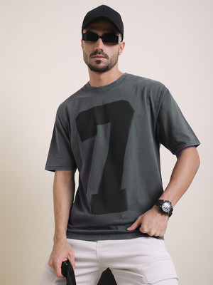 DIFFERENCE OF OPINION Printed Men Round Neck Black, Grey T-Shirt