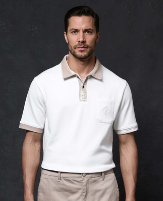 RARE RABBIT Solid Men Polo Neck White T-Shirt