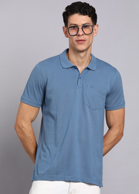 PARK AVENUE Solid Men Polo Neck Blue T-Shirt
