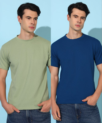 Christy World Solid Men Round Neck Multicolor T-Shirt