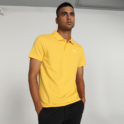 PUMA Solid Men Polo Neck Yellow T-Shirt