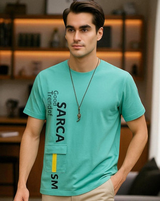 TrendShaper Printed Men Round Neck Green T-Shirt