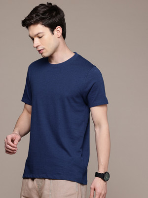 METRONAUT Solid Men Round Neck Blue T-Shirt
