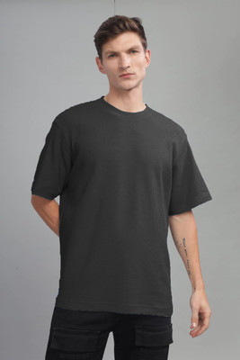 Rahi Trendz Solid Men Round Neck Black T-Shirt