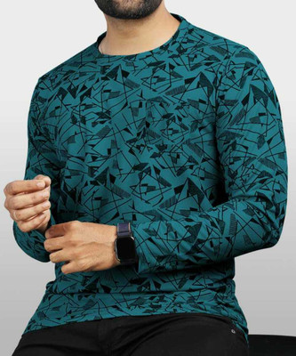 Magpy Printed Men Round Neck Dark Green T-Shirt