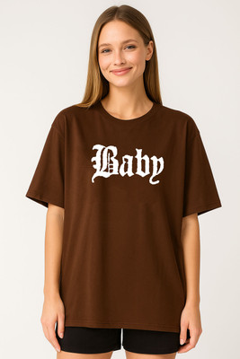 Kings London Graphic Print Women Round Neck Maroon T-Shirt